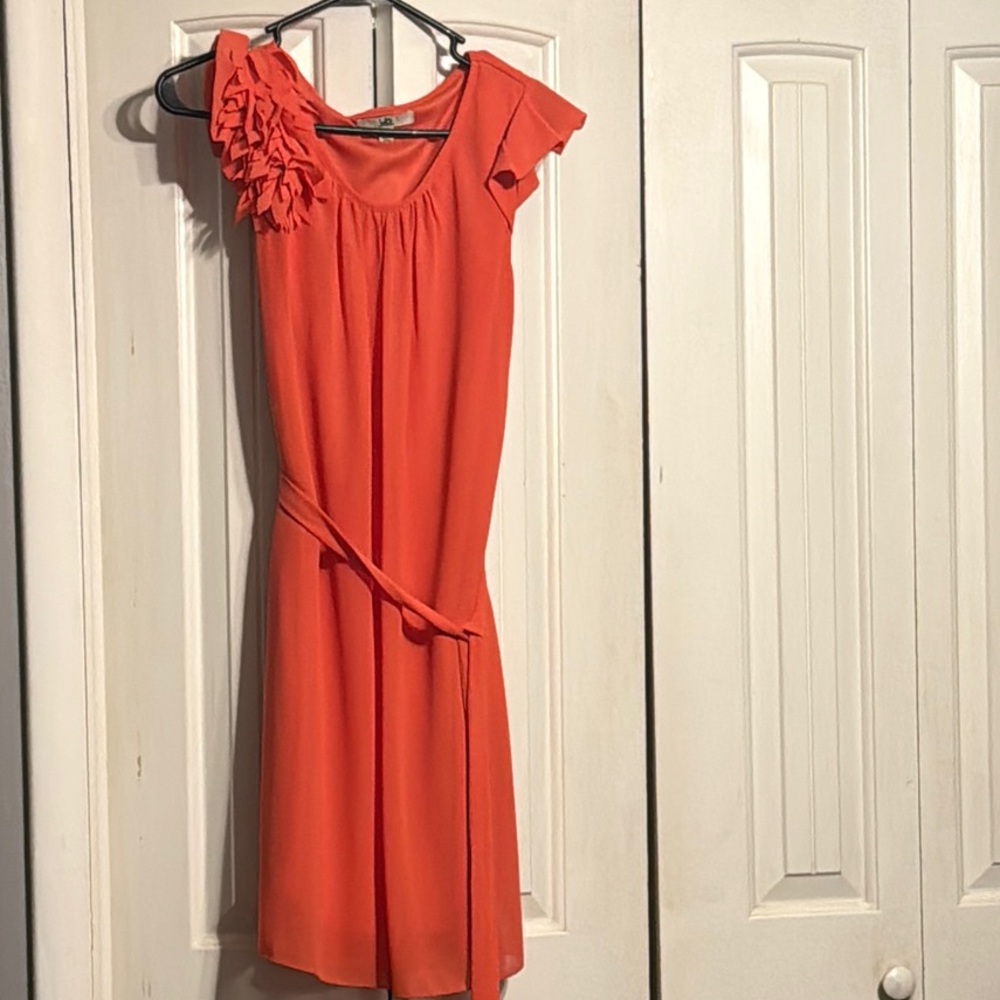Ya Los Angeles Orange Ruffled Tie Front Sundress